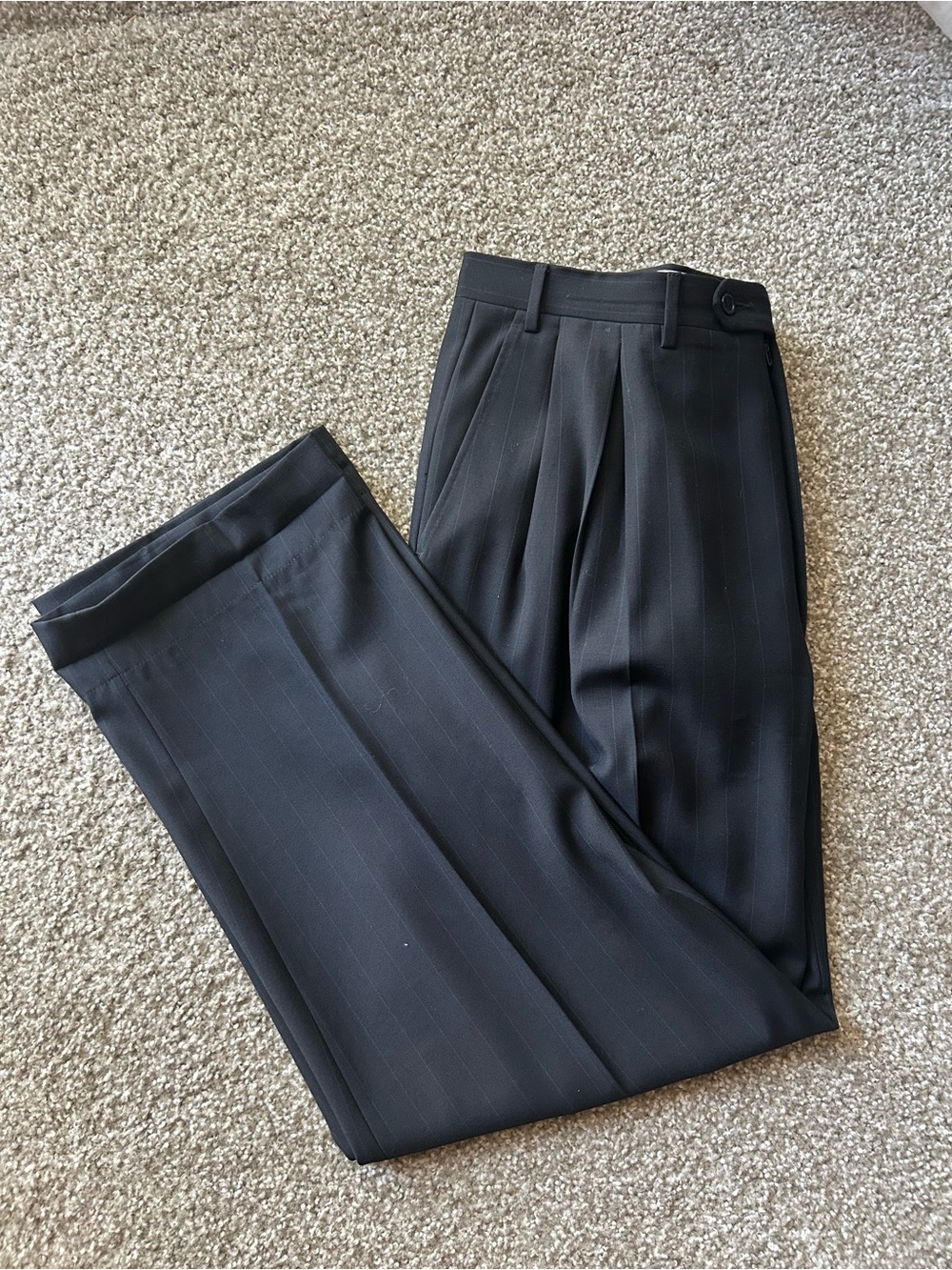 Classic Navy Pinstripe Dress Pants